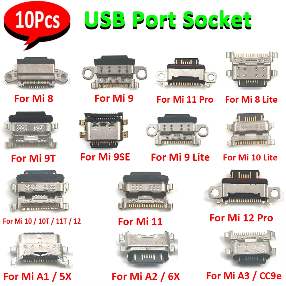 

10 шт., новое зарядное устройство, порт для зарядки Micro USB, разъем для док-станции для Xiaomi Mi 12 11T 11 10 9T 9 8 Lite Se A3 A2 A1 CC9e
