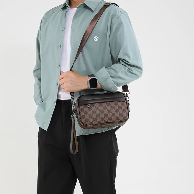 Lässige, leichte Business-Umhängetaschen für Herren, PU-Leder, Umhängetasche, bequem, breiter Riemen, Umhängetaschen, Designer für Herren – Detail 8