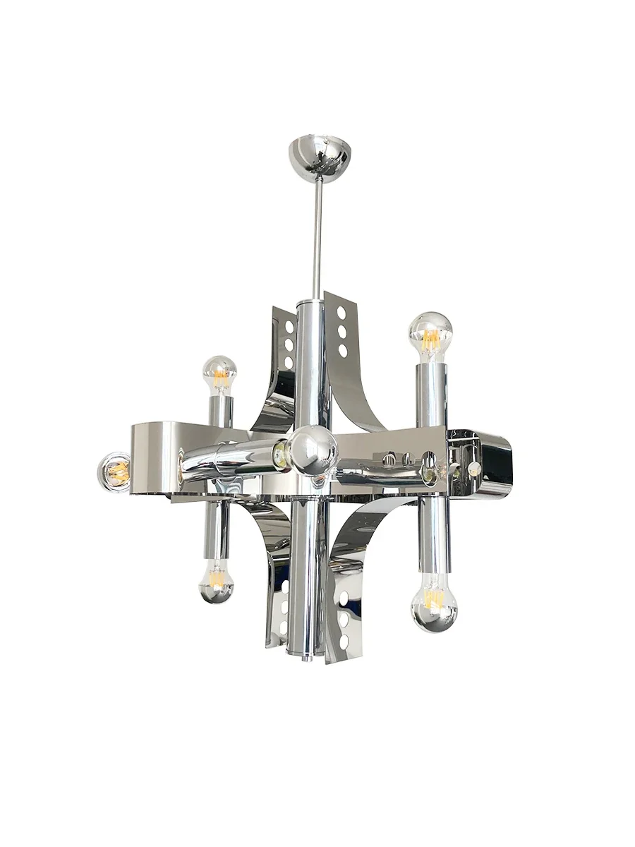 

Metal Space Age Style Chandelier Bauhaus Chrome Living Room Art Chandelier