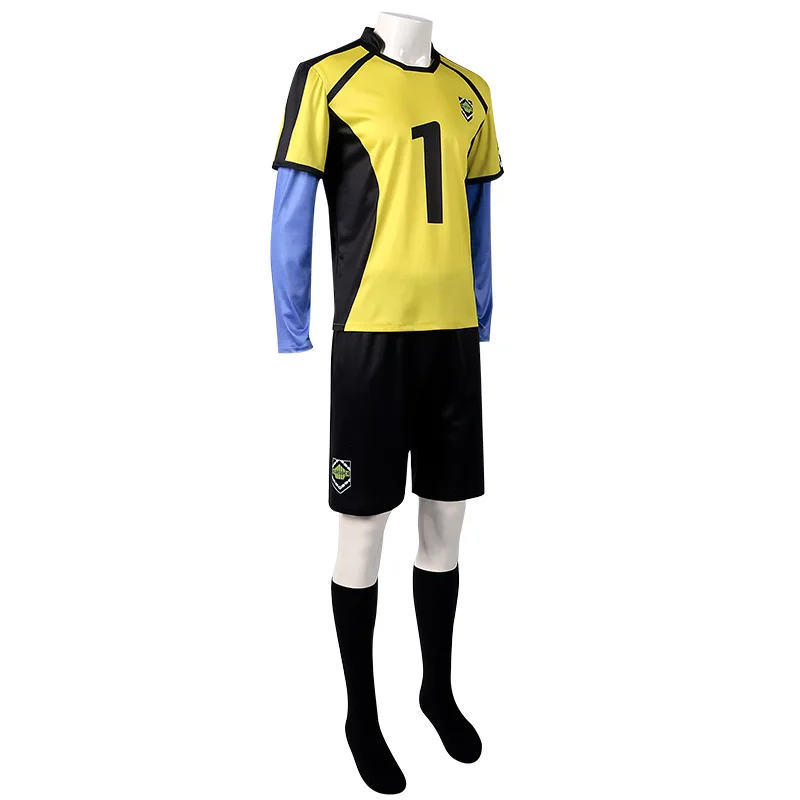 Anime Gagamaru Cosplay  Costume BLUELOCK Costume Yellow Jersey Shorts Socks Football Clothing Halloween Christmas Party Clothes