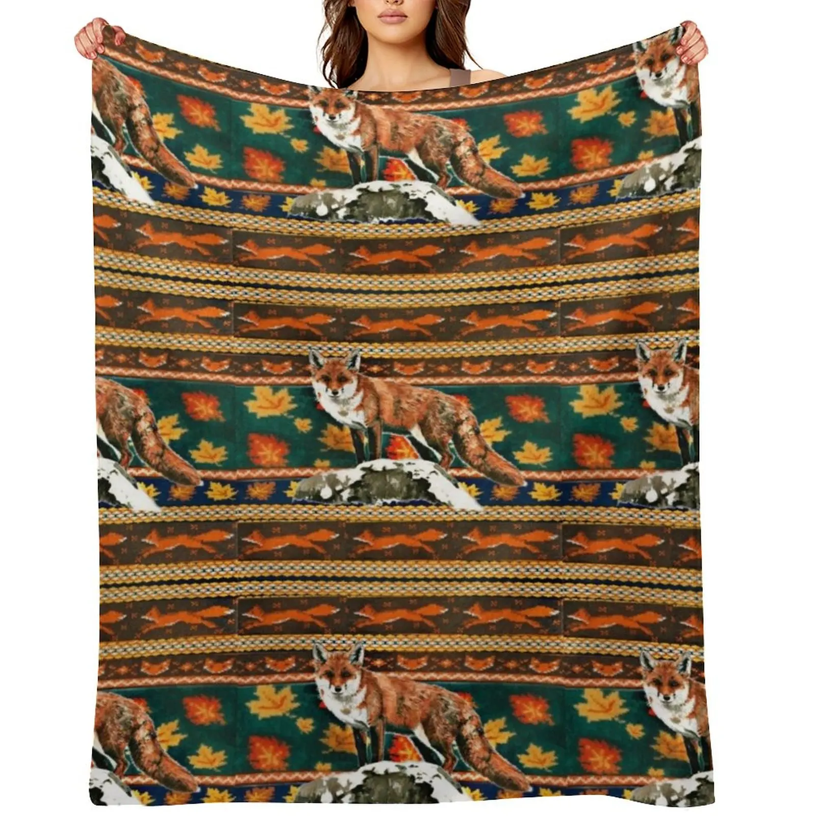 

Fall Sweater Fox Throw Blanket Heavy Plush Moving Soft Beds Blankets