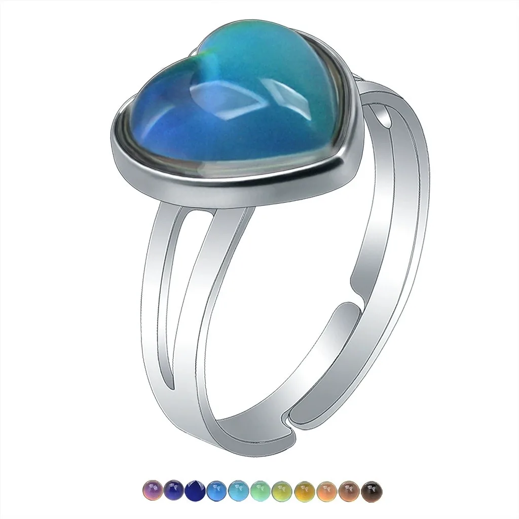 خمر الخوخ القلب الحب جوهرة استشعار درجة الحرارة تغيير لون المزاج خاتم خواتم الهالوين للنساء #2