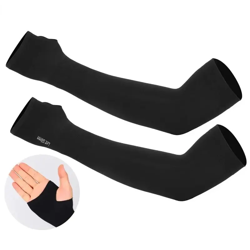 1 Pair Summer Finger Sleeve Ice Cool Wearing High Elastic Elbow Spring Outdoor Riding Fingerless Fishing Custom Ice Silk Sleeve