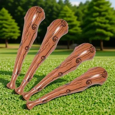 

4pcs Wood Grain Simulation Wood Bat Reusable Foldable Inflatable Baseball Bat Pvc Material Birthday Party Decoration Cheering