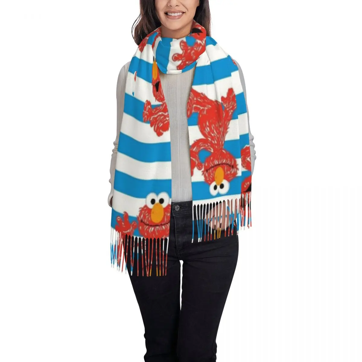 مخصص كوكي الوحش البرامج التلفزيونية وشاح التفاف المرأة شتاء طويل دافئ شرابة شال الأوشحة للجنسين #2