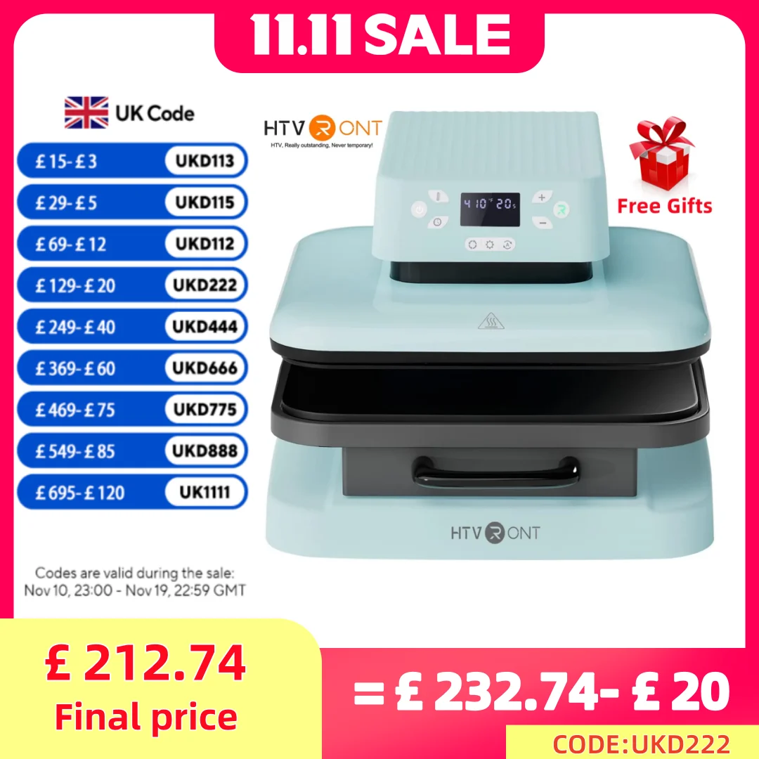 

HTVRONT 15x15in 1500w Automatic Heat Press Machine Automatic Pressure DIY Iron On HTV Vinyl Sublimation for T-shirt Bag Fabric