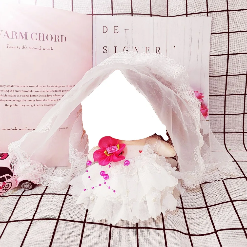 

Свадебное платье 20 см Хлопковая кукольная одежда Одевание Белая газовая юбка Хлопковое кукольное платье Мини-милое платье 20 см Кукольное платье с цветком