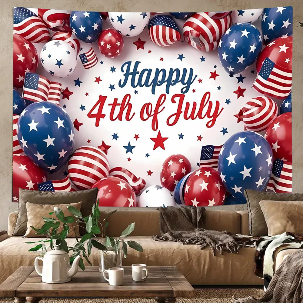 

Independence Day Tapestry Wall Hanging Tapestry for Living Room Bedroom Dorm Party Decor Washable Stitched Edge Tapestries