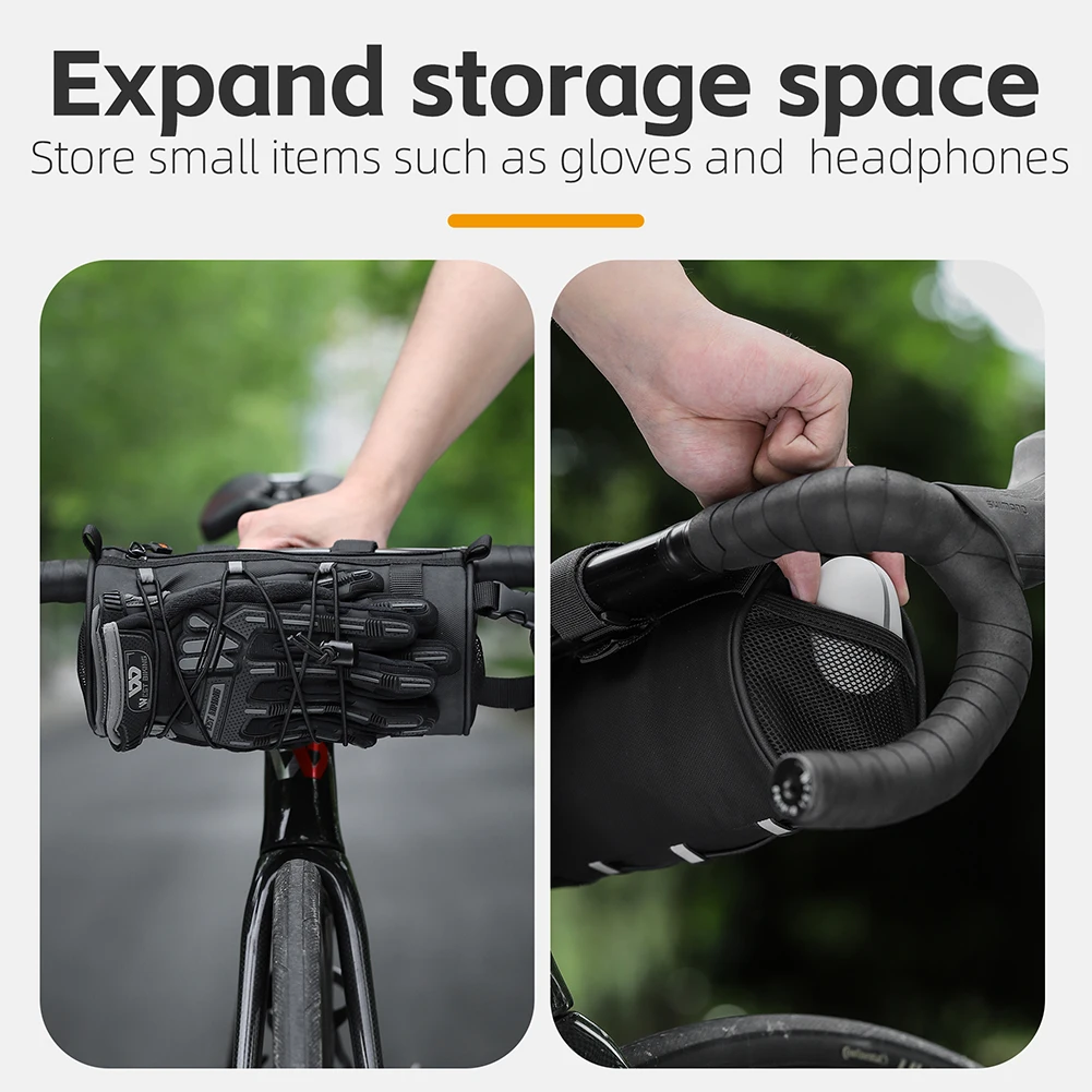 2L Bicycle Handlebar Bag with Side Mesh Pocket Cycling Frame Pannier Bag Multi-Purpose Cycling Frame Tube Bag for Cycling Travel