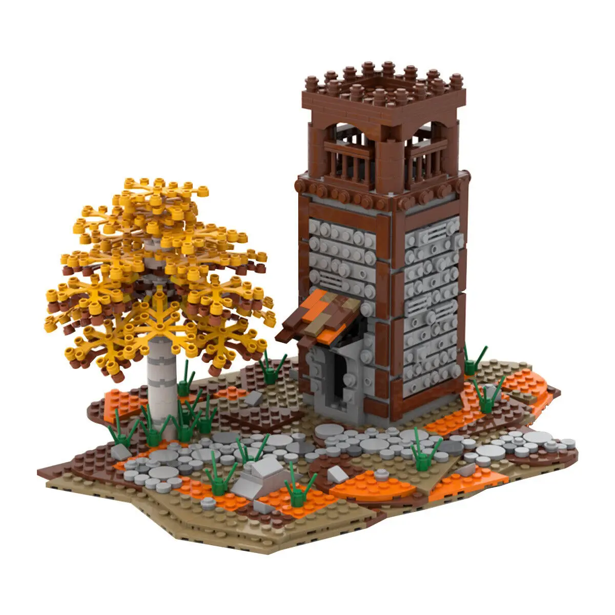 Medieval Watch Tower Model with Tree Building Toys Set 853 Pieces MOC Build