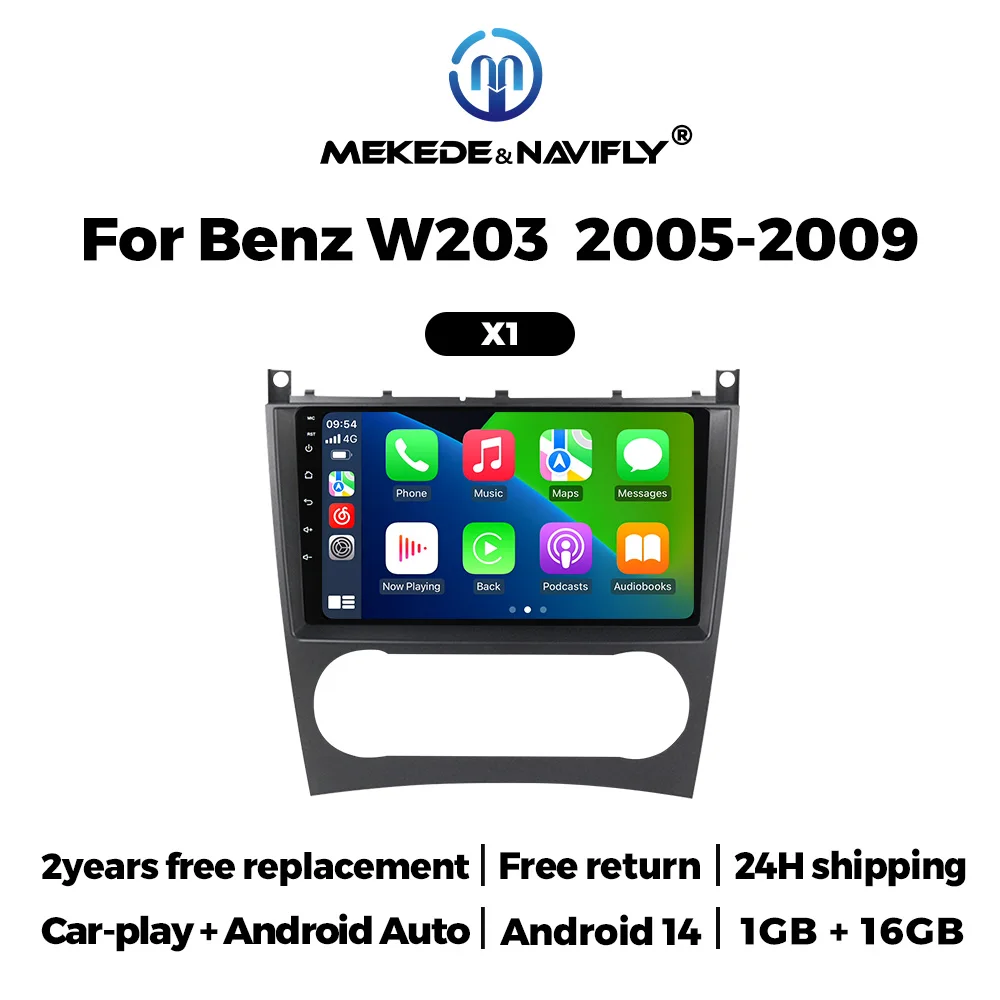 Android 14 Systemen Autoradio Stereo Voor Mercedes Benz W203 W209 C180 C200 C220 C230 2005-2009 Draadloze Carplay WIFI Audio GPS BT