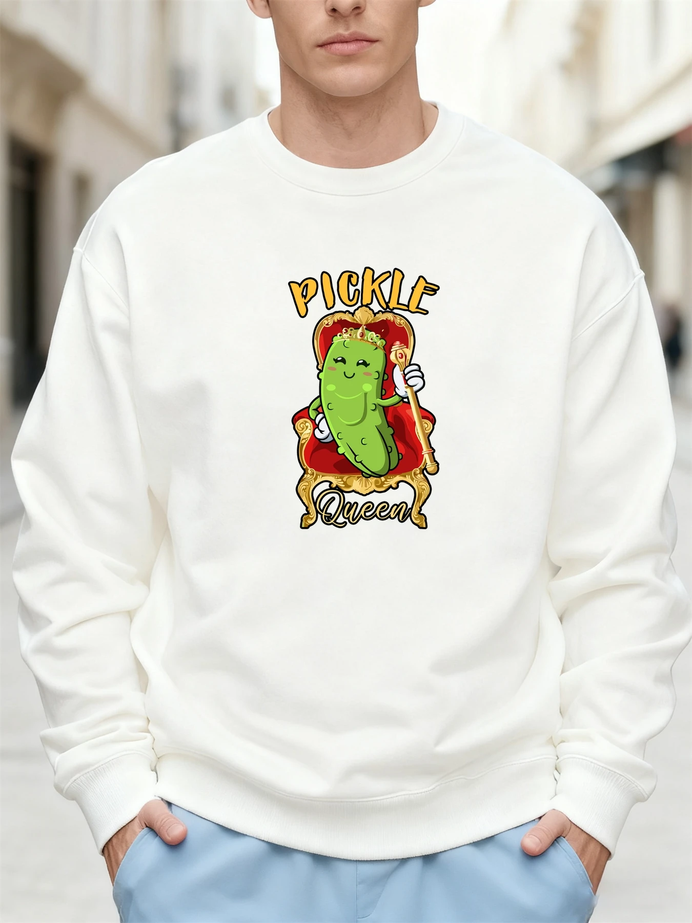 وصل حديثًا لعام 2025 سترة مخلل الملكة اللطيفة بتصميم كلاسيكي على شكل تاج عرش جرافيك 100% قطن كبيرة الحجم للرجال سترة غير رسمية يومية #1