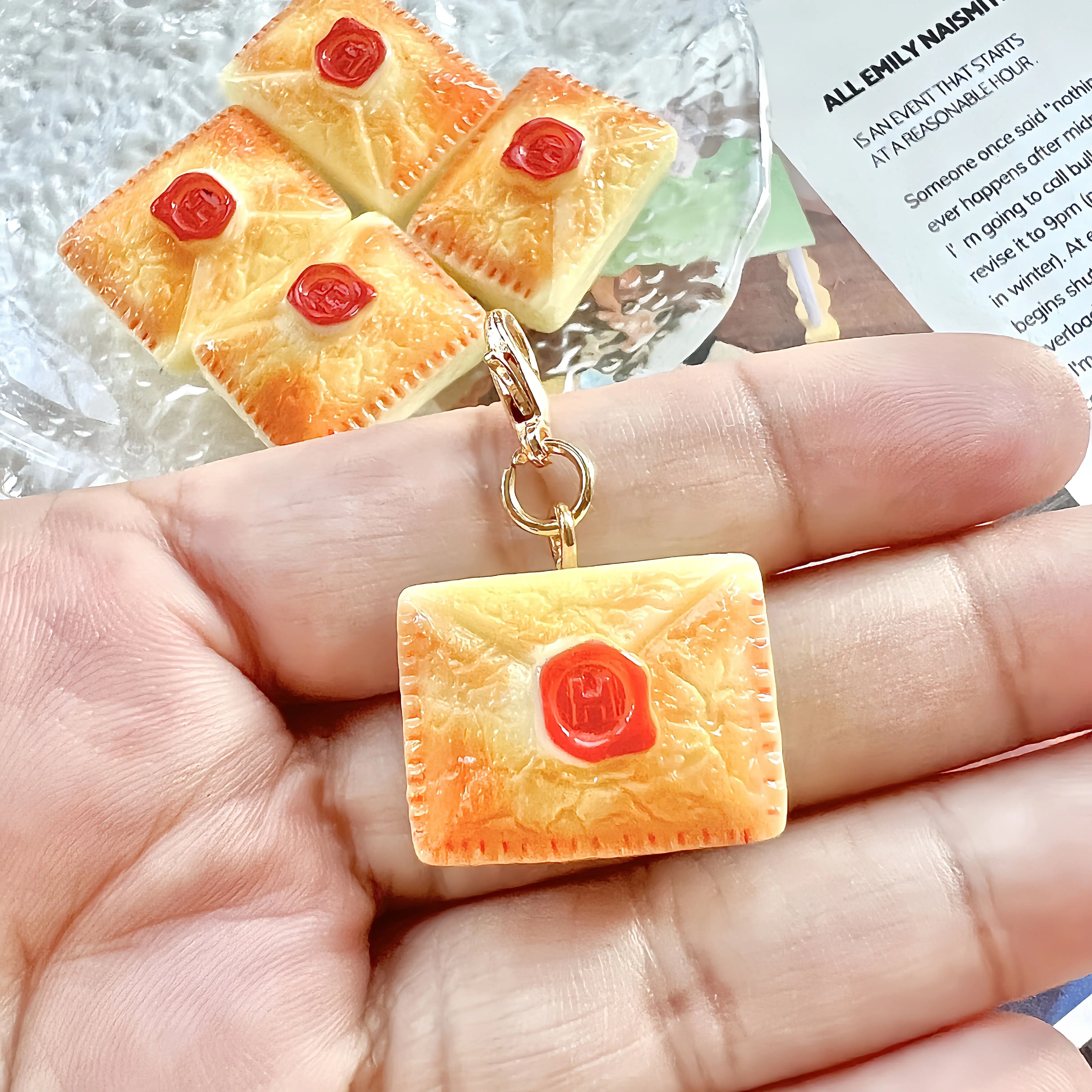 Magic Envelope Minifood Handmade Keychain Pendant Cute Cartoon Anime Key Ring for Bags, Friends Gifts, and Women's Accessories