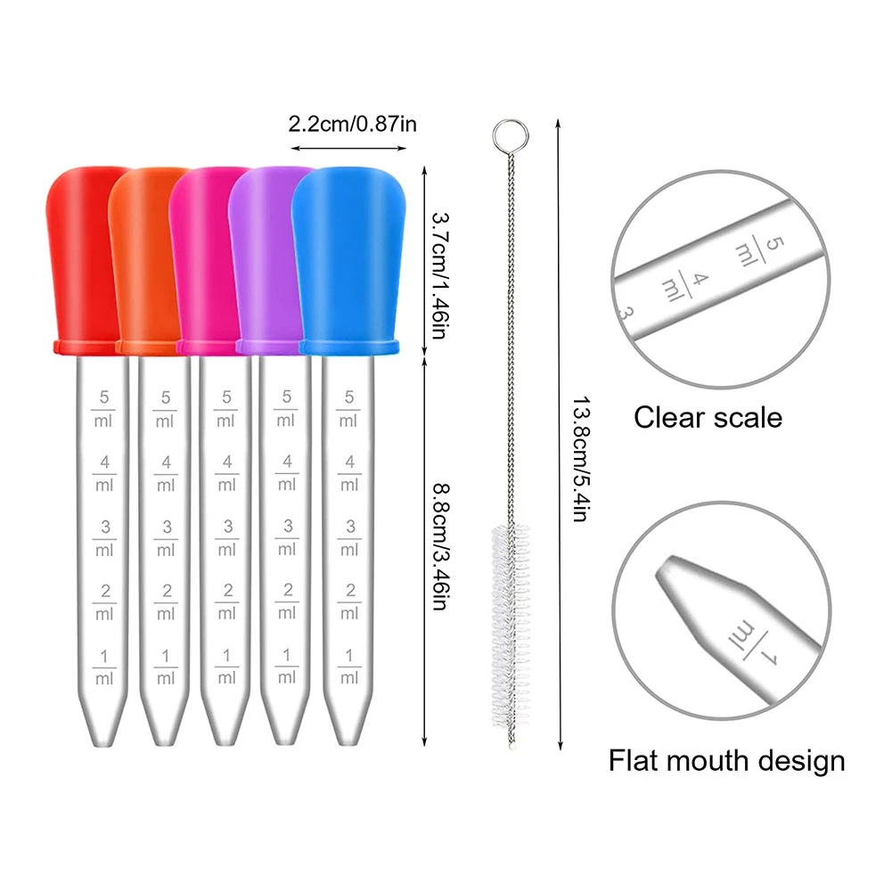 22 упаковки жидких капельниц, 5 мл силиконовые и пластиковые медицинские капельницы с наконечником лампы и чистящей щеткой для детских поделок
