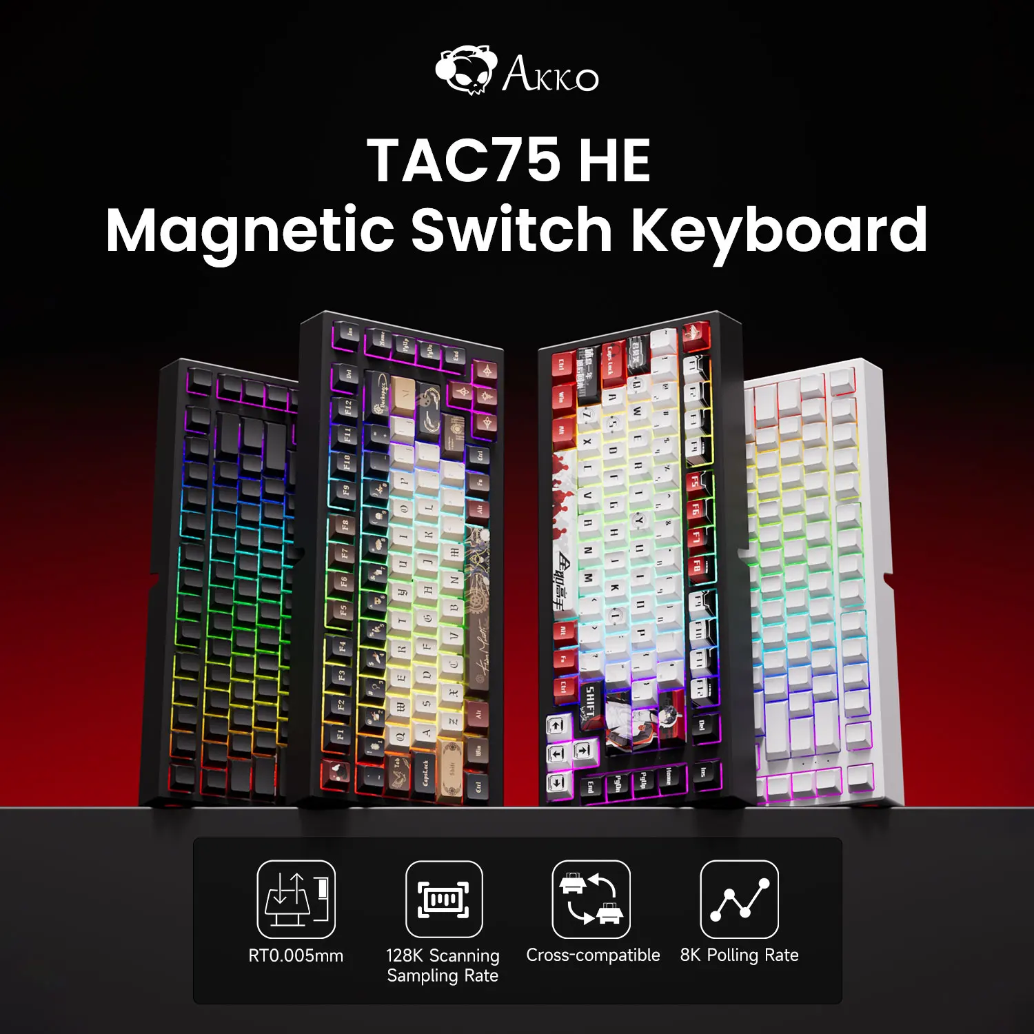 AKKO TAC75 HE Magnetic Switch Keyboard 75% Gaming Keyboards Rapid Trigger 0.005mm 8K RGB Wired Esports Custom Keyboard for Gamer