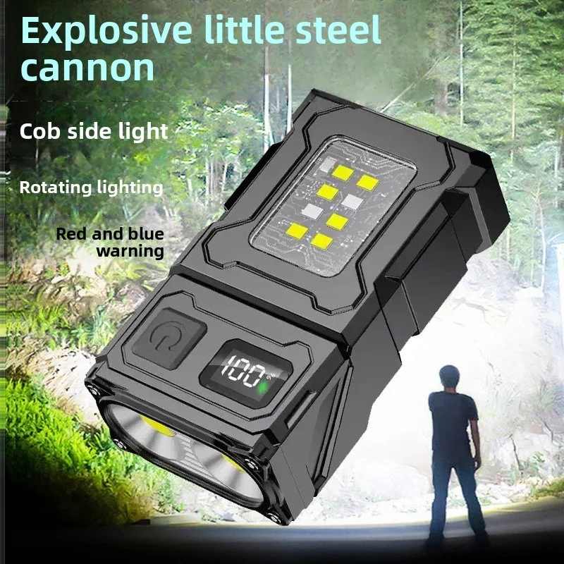 

Многофункциональный светодиодный вращающийся фонарик: яркий, перезаряжаемый, долговечный – зажим для крышки, магнитный, красно-синий предупредительный рабочий фонарь.