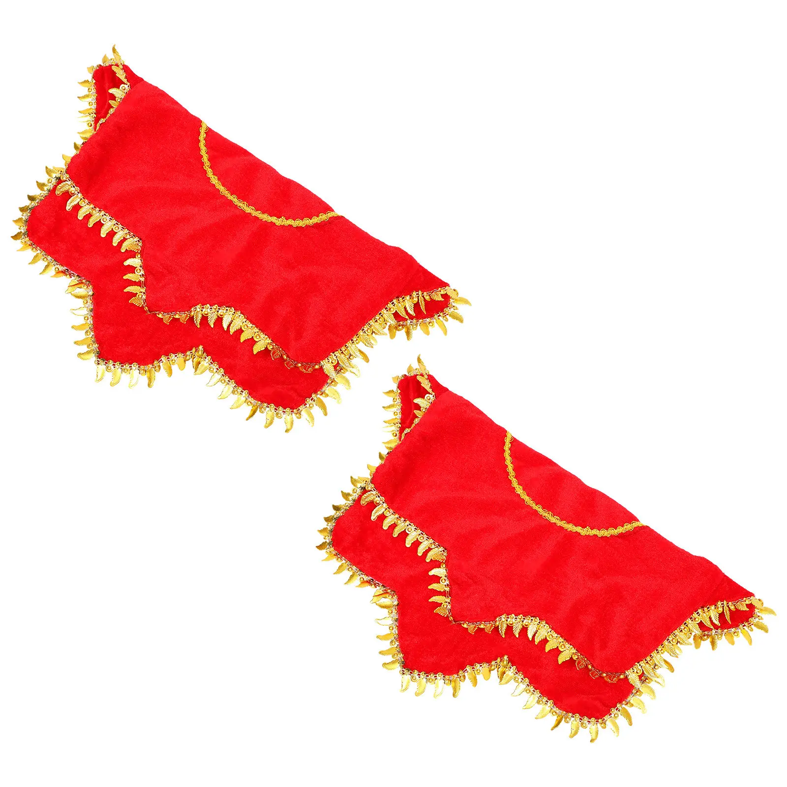 2Pcs Yangko Dance Handkerchief Red Octagonal Rotating Handkerchief Professional Performance Prop Chinese Style Stage Dance Towel