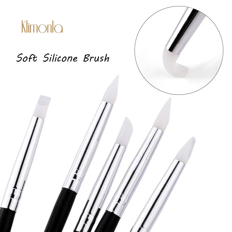 

5Pcs Soft Silicone Brush Manicure Tools Brushes Pen Sculpture Emboss Carving Set professional Nail Art Tools nails accesories