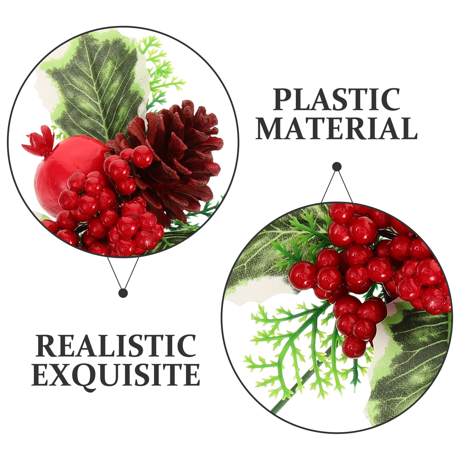 

5Pcs Christmas Greenery Artificial Stem Pick Pine Cone Small Pomegranate Leaf Rustic Painting Tree Wreath Home Decor
