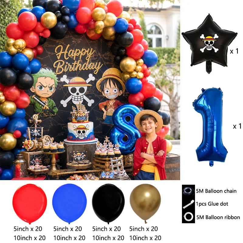 One Piece Character Balloon Arch Bouquet Globos Happy Birthday Anime Party Ornament Set view 2