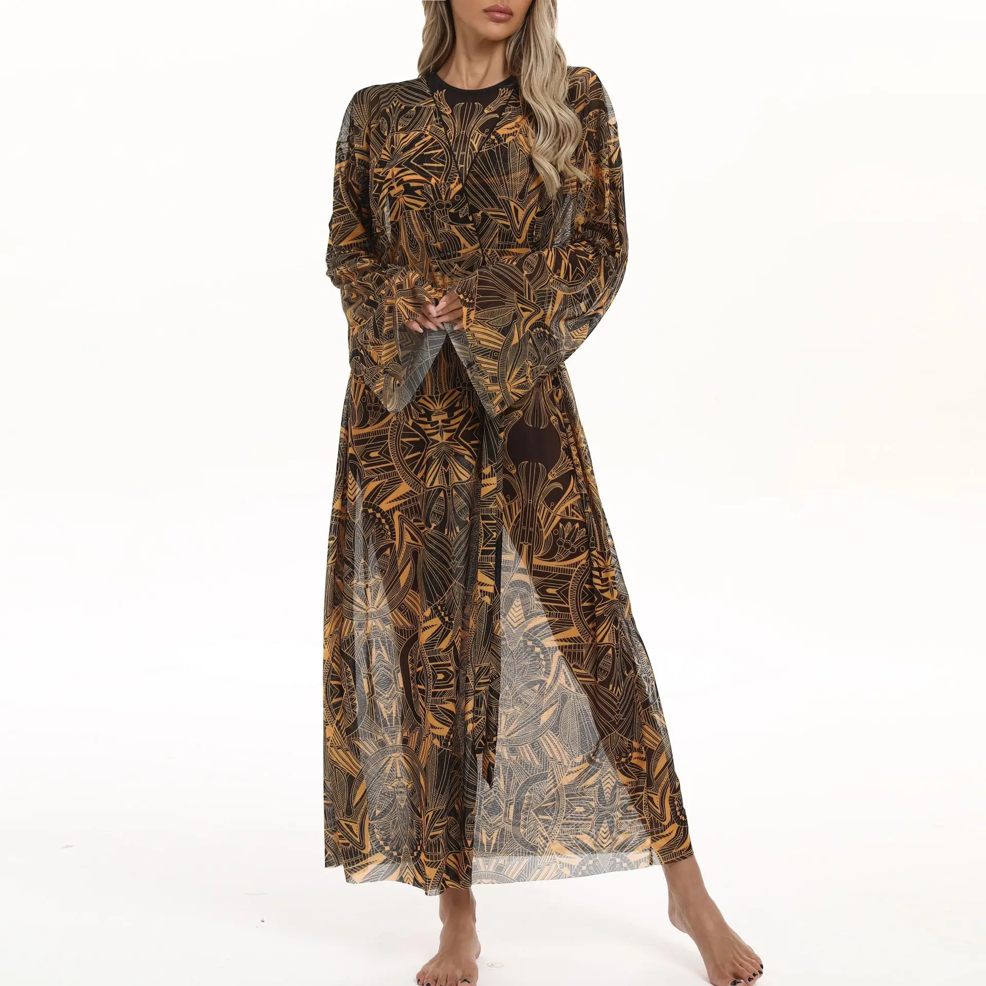 Women Waist Tie Beach Cover Up Loose Fit Kimono Cardigan Summer UV Protection Lightweight Sunblock Outerwear Casual Beachwear