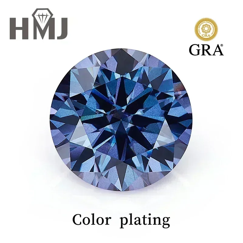 

Loose Moissanite Stones Round Cut Sapphire Blue Colored VVS1 Lab Grown Gemstones Jewelry Making Gemstone with GRA Certificate