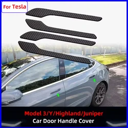 Auto Door Handle for Tesla Model 3 Highland Model Y Juniper 2025 Door Cover Paste ABS Carbon Model 3 Y Car Accessories 4Pcs/Set