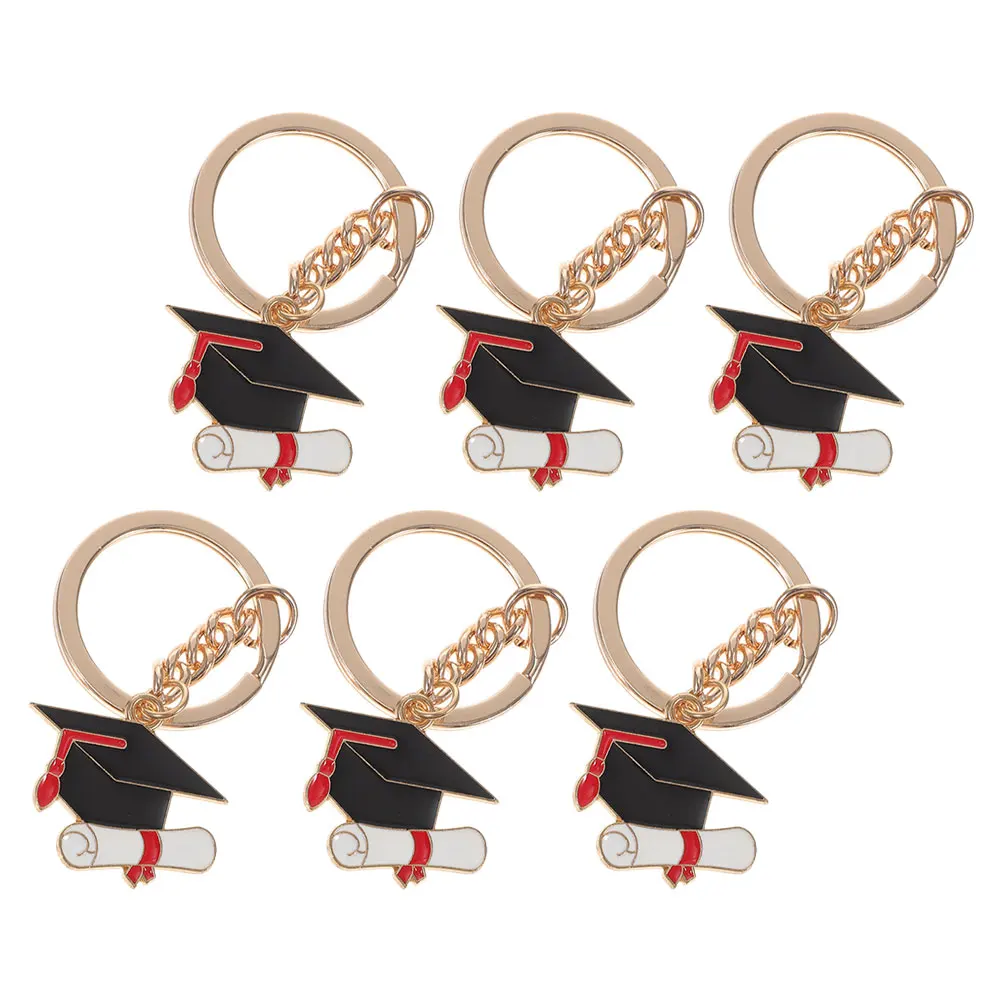 

6pcs Doctor Keychain Graduation Metal Keychain Chains Pendant Zinc Alloy Hanging Ornament Bag Charm Student Accessories