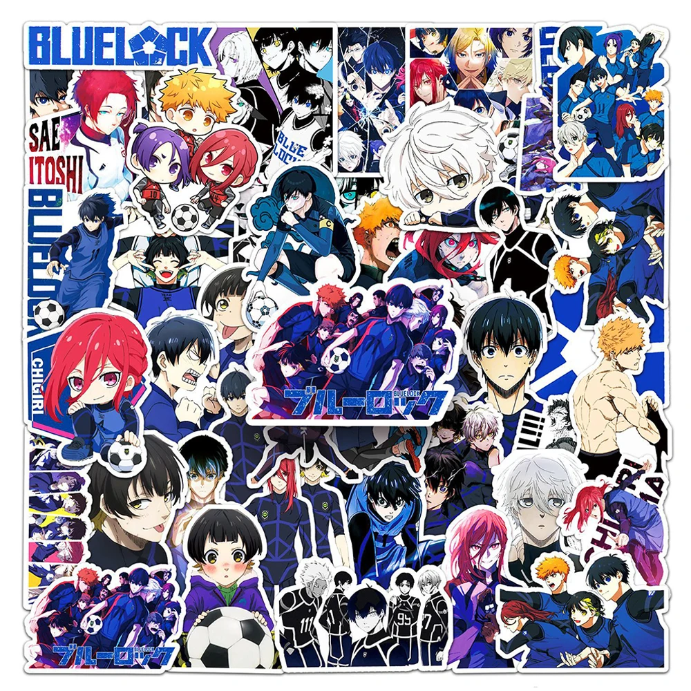 10/30/50 pçs anime japonês azul bloqueio adesivos isagi yoichi itoshi sae decalques dos desenhos animados diy portátil guitarra telefone bicicleta mangá adesivo