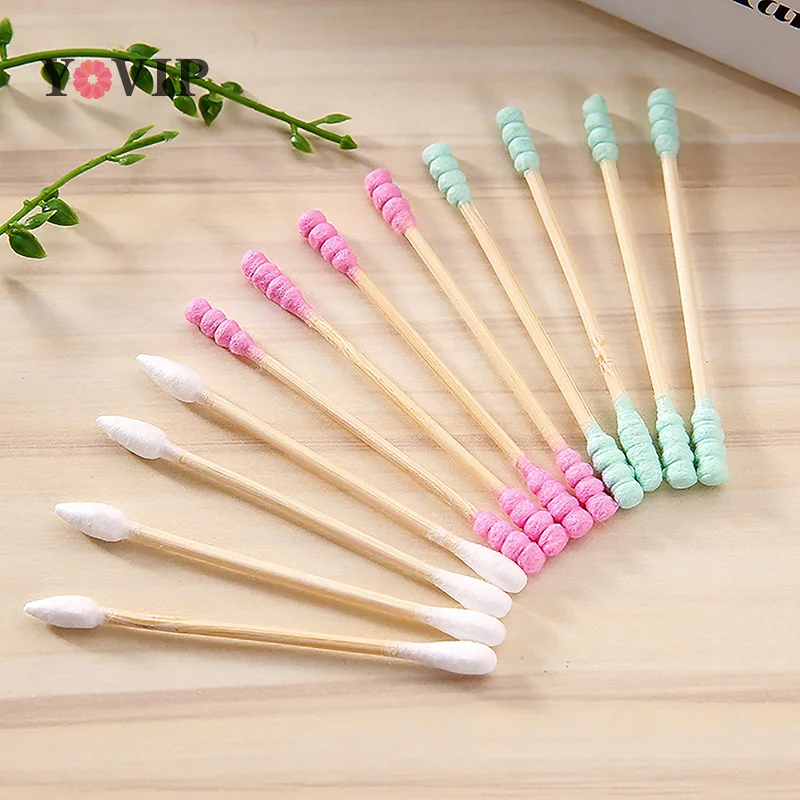 

100pcs Pack Double Head Cotton Swab Women Makeup Cotton Buds Tip For Medical Wood Sticks Nose Ears Cleaning Health Care Tools