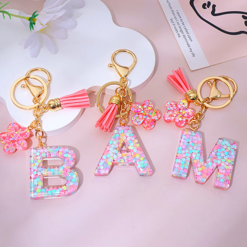 Pink Sequins Filled Letter Key - Resin Art Name review and price
