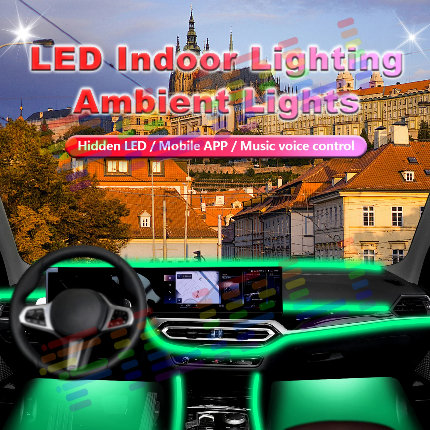 For Toyota 10/22 In 1 Interior Car Atmosphere Light 64 Colors Rainbow Neon Bluetooth App Symphony Rgb Acrylic Ambient Lights Kit