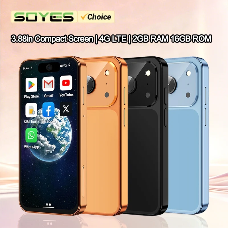SOYES Mini Smartphone 3.88-inches Android 12 System 2GB RAM 16GB ROM Dual SIM Standby Dual Camera 2000mAh 4G LTE Small Phone