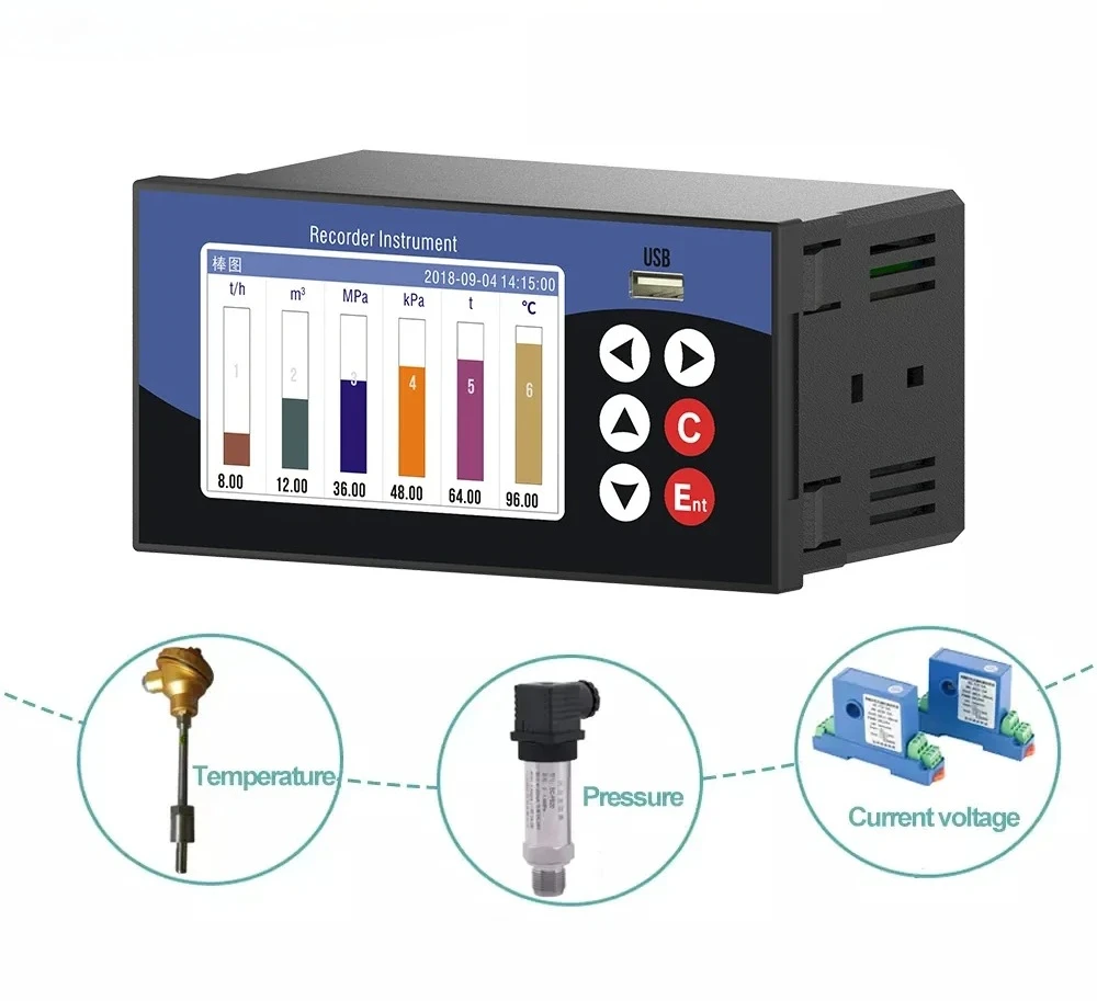 Smart Temperature Data Logger Pressure Humidity Current Voltage Trend Chart Data Report PT100 4-20mA Analog Signal Data Recorder