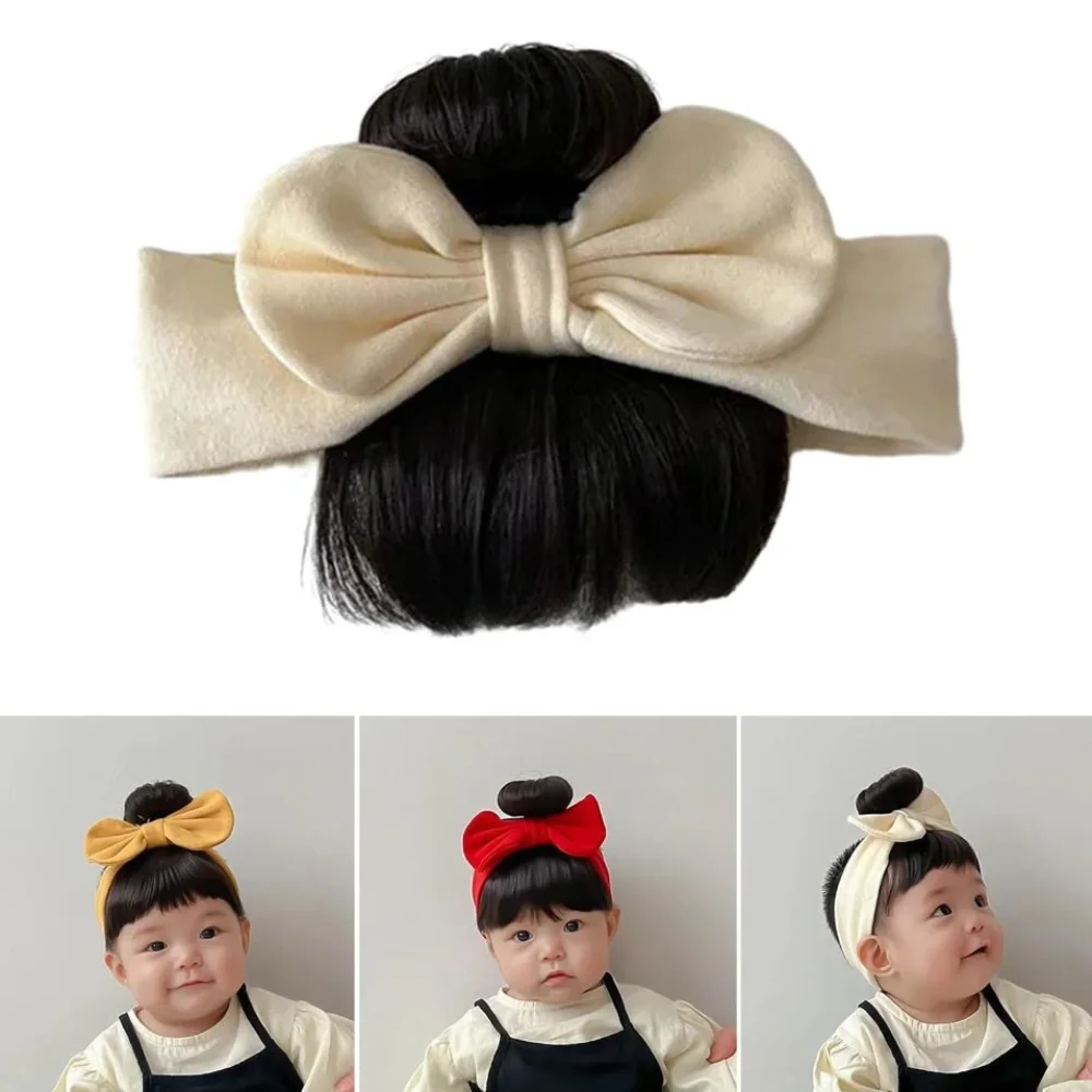 

Fashionable Lovely Baby Bangs Wig Headband Soft Bow Knot Headwear Breathable Lightweight Hairpiece Newborns Accessories