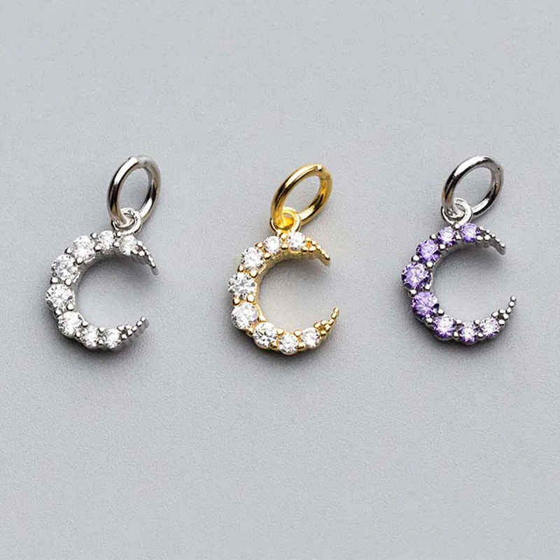 

1 шт./лот, стерлинговое серебро 925 пробы, красивый циркон, подвески в виде Луны, 8x10,5 мм, серьги, ожерелье, женские серебряные подвески, ювелирные изделия своими руками, аксессуары