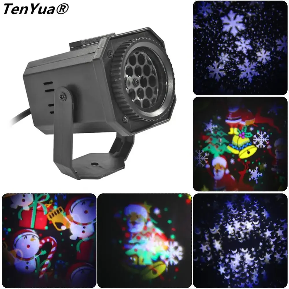 

4 Patterns Halloween Christmas Outdoor Waterproof LED Laser Projector Moving Snowflake Stage Light For Party New Year Decoration