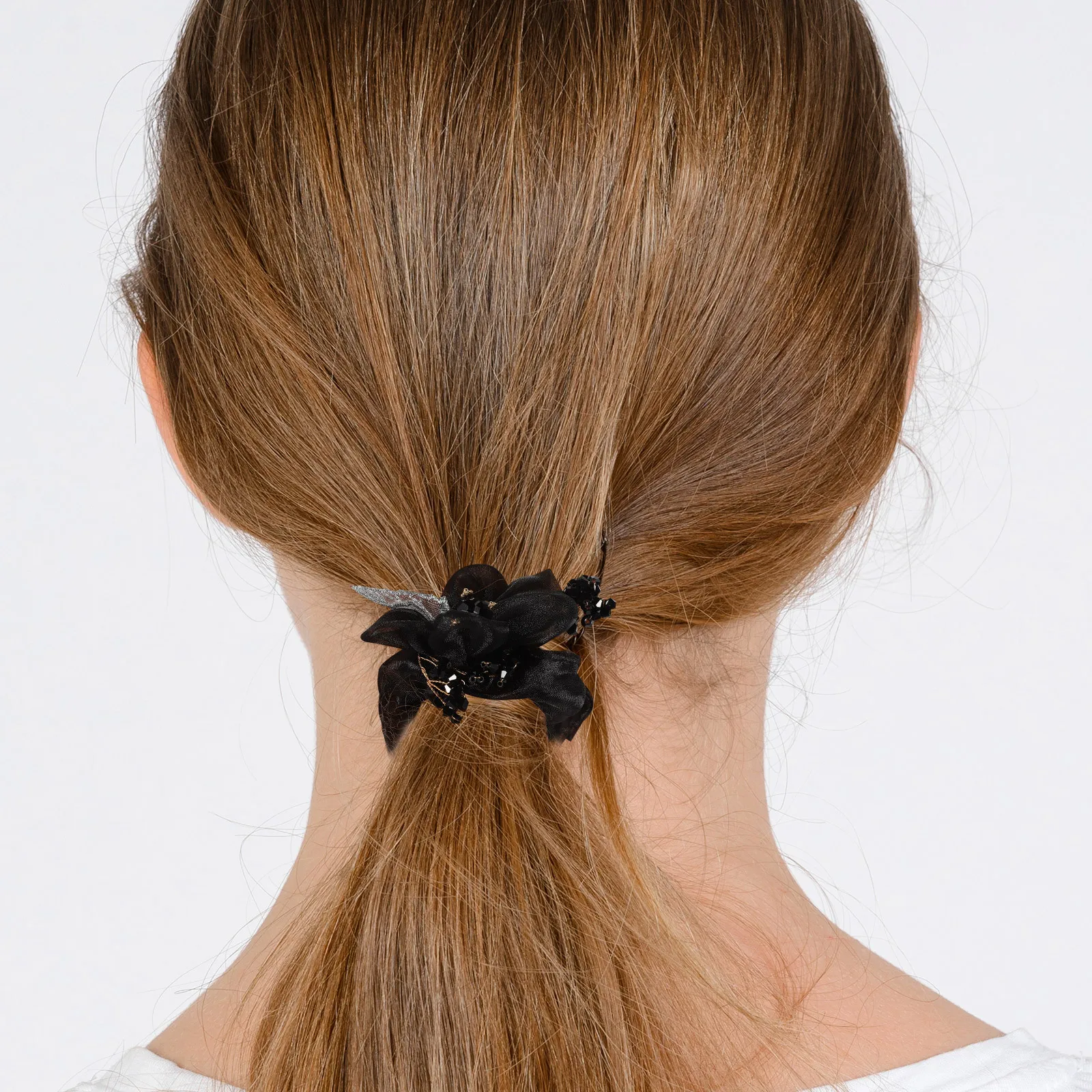 

2 Pcs Ties Girls Hair Tie Elastic Women Scrunchies Black Large Hair Girls Accessories Bun Holders