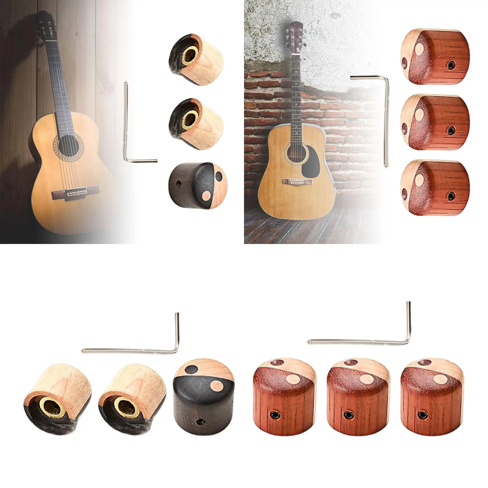 3 Pieces Wooden Bass Replacement Brass Guitar Tone Professional Durable Volume Knobs Speed Control Knobs for Daily Use Outdoor