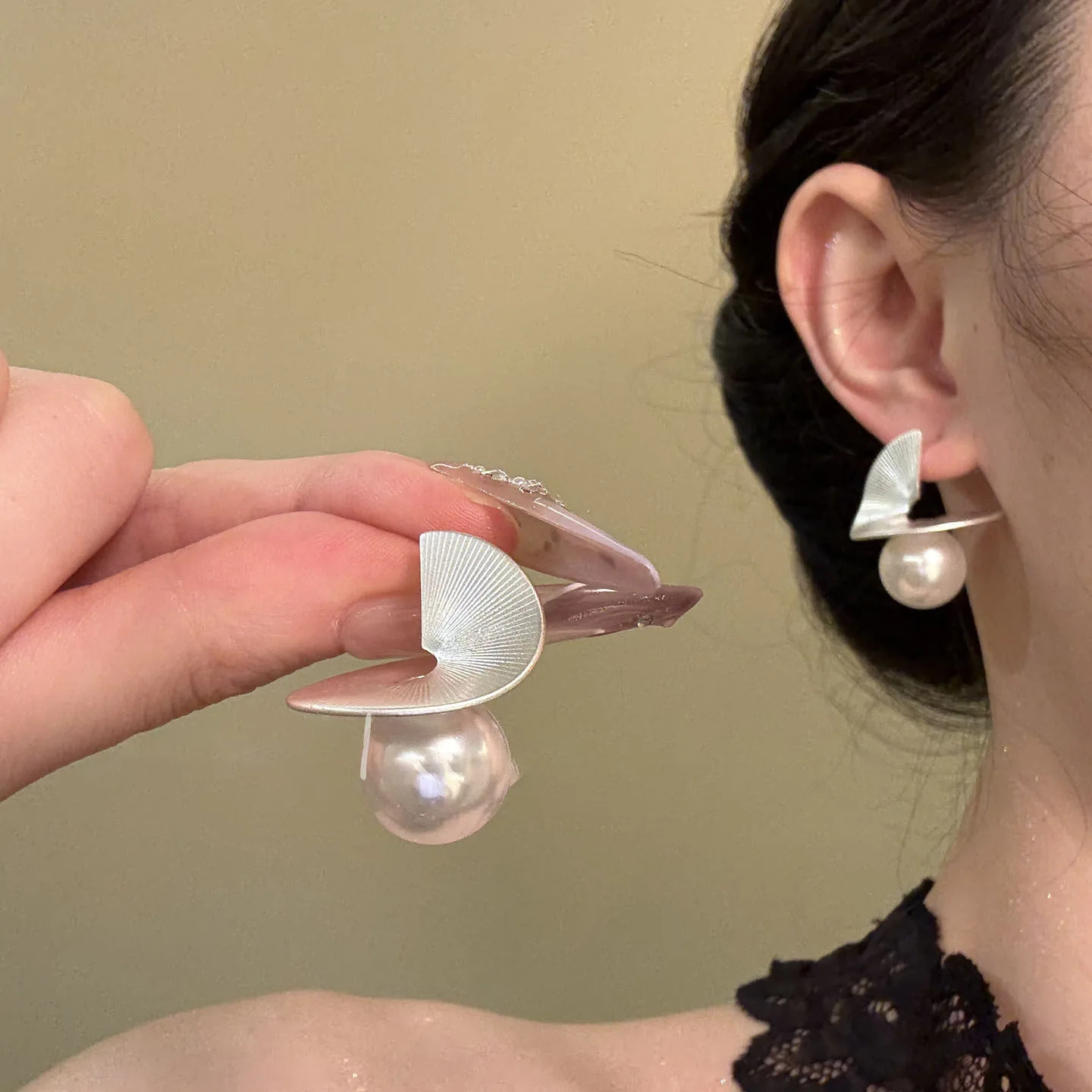 Abstract Geometric Ear Droplets Modern Avant Garde Matte Glow Round Spheres Dangle Pendents Statement Jewelry Elegance Fine