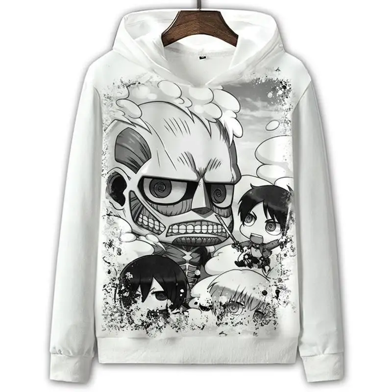 新進進撃の巨人3dフーディー長袖ユニセックススウェットシャツ暖かく耐久性のある漫画アニメプリントストリートウェアスタイル