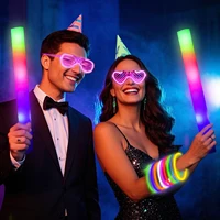 166-Piece Glowing Party Decoration Set - 12 Led Glasses, 16 Foam Sticks, 40 Finger Lights, 100 Glow Sticks, Suitable for Weddings and Halloween 5