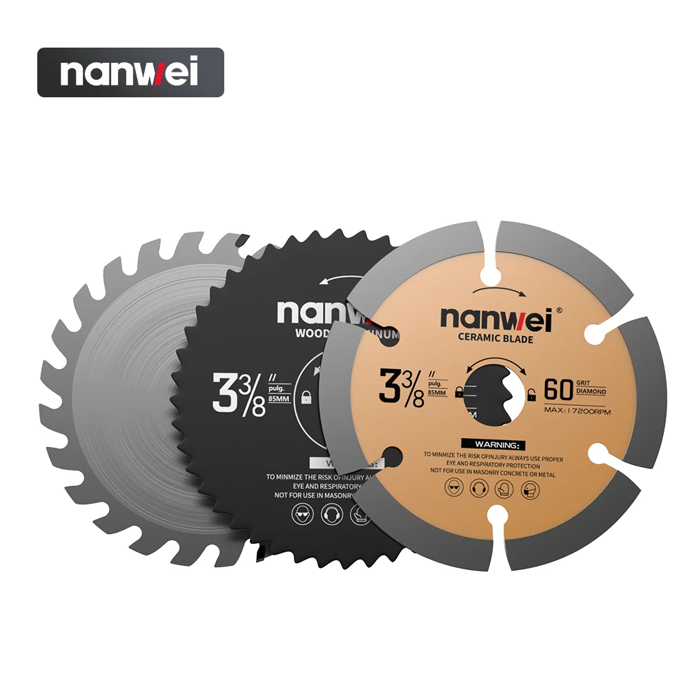 Nanwei-Sierra Circular eléctrica de 12V, Mini 3-3/8 pulgadas, 85mm, carga de litio, sierra eléctrica portátil para carpintería, máquina de corte de