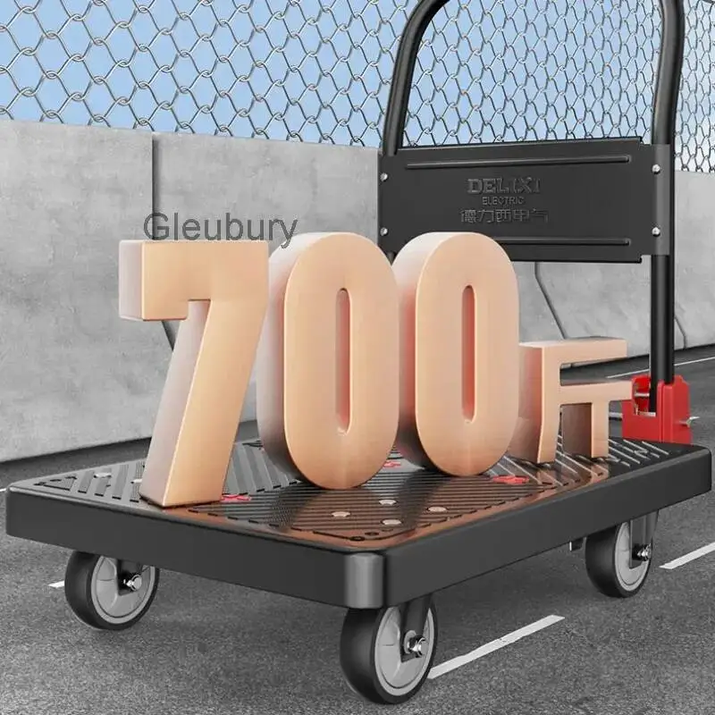 Nordic Style Trolley Supermarket and Household Use Flatbed Cart Silent Foldable Portable Hand Truck for Express Delivery FYTP
