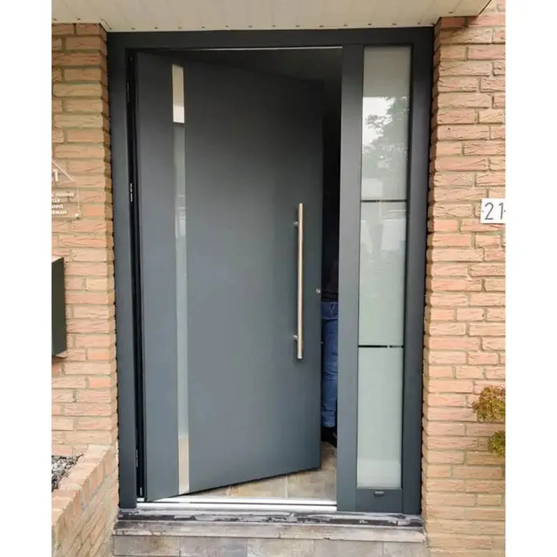 Factory Custom Made Aluminum Alloy Embedded Glass Entrance Door Sturdy Manual Hinged Doors Multi Color Patchwork Security Doors