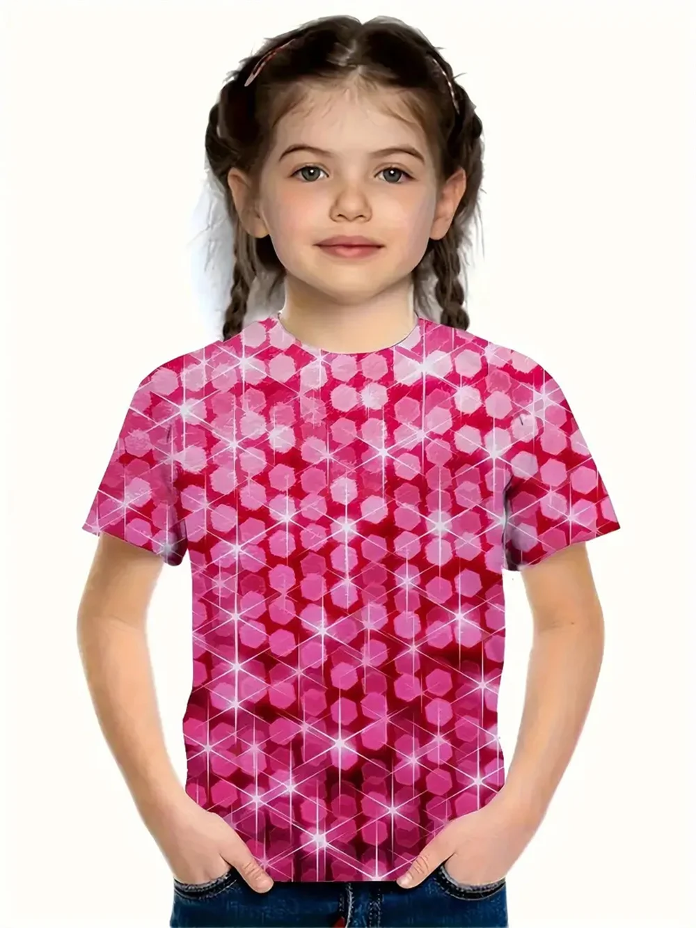 2025 Casual Flower 3d Print Fashion Śmieszne koszulki dziewczęce Letnie koszulki z krótkim rękawem Casualowe koszulki Topy Tee