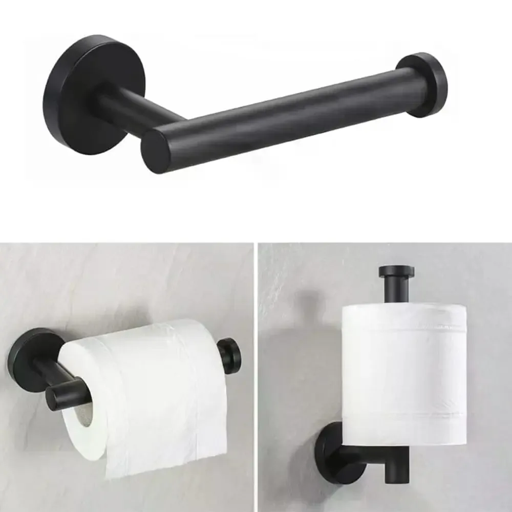 Matte Black 304 Stainless Steel Bathroom Hardware Set (10-Piece) - 2x15.7in Towel Bars, 4xTowel Hooks, 2x6.3in TP Holders, 2xTowel Rings for Modern Bathrooms, 304 Stainless Steel Towel Holders, 6.3