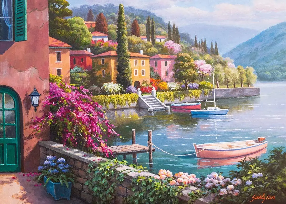 

Lakeside Bloom Landscape Jigsaw Puzzle 120/300/500/1000 Pieces Puzzles for Adult Stress Relief Entertainment Toys Birthday Gift