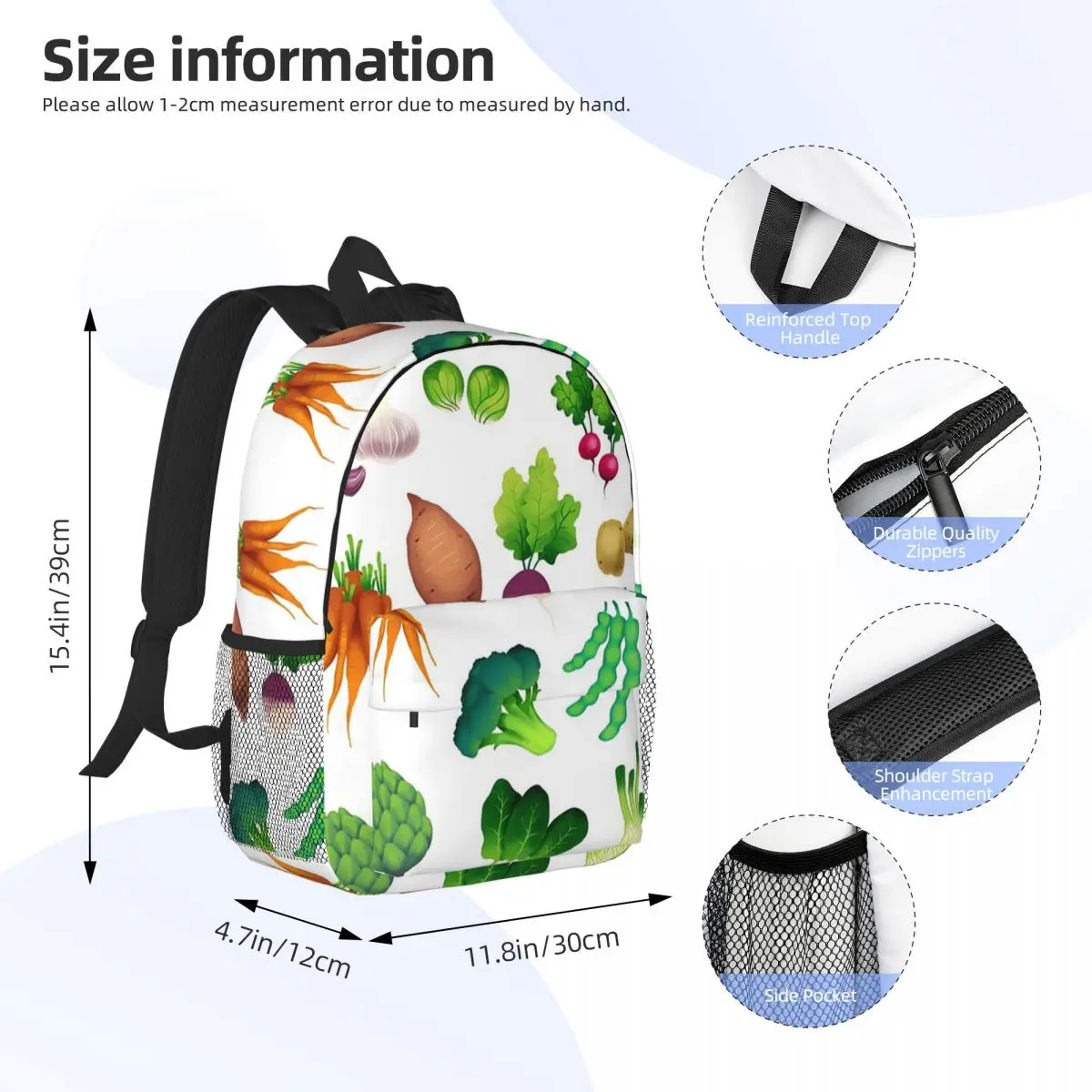 Farmers Market Backpacks Teenager Bookbag Fashion Children School Bags Travel Rucksack Shoulder Bag Large Capacity