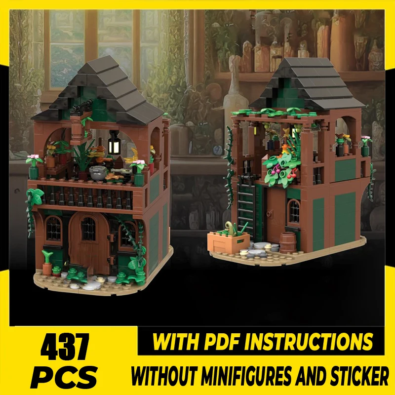 

Medieval Castle Moc Building Blocks Medieval Apothecary Castle Bricks Model DIY Assembly Construction Toy Holiday Birthday Gifts